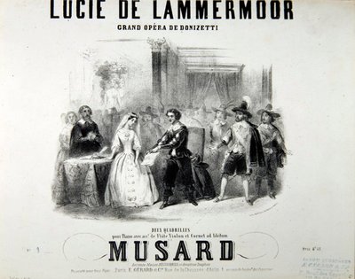 Playbill för operan Lucie de Lammermoor, av Gaetano Donizetti (1797-1848) Tryckt av Bertauts av French School