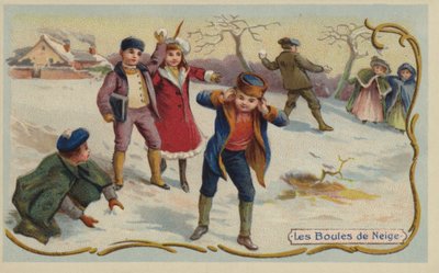 Spela snöbollar (chromolitho) av French School