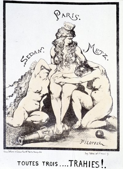 Politisk tecknad serie "Alla tre... förrådda!." av French School