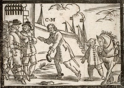 Politiska pamfletter Mazarinade: Mazarin befriar prinsarna i Le Havre, graverat trä av French School