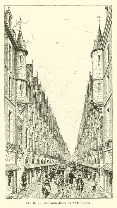 Notre-Dame-bron på 1700-talet av French School
