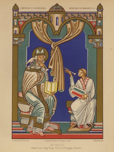 Påven Gregorius I (chromolitho) av French School