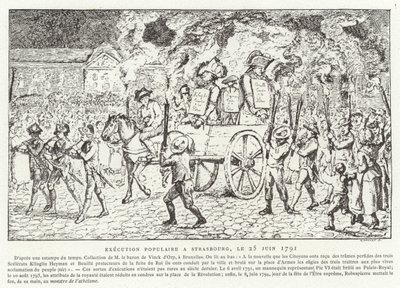 Populär avrättning i Strasbourg den 25 juni 1791 av French School