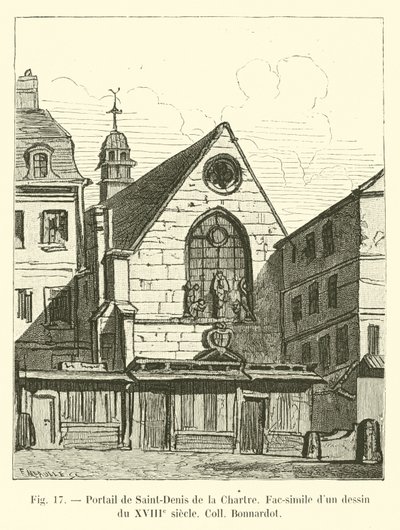 Portal av Saint-Denis de la Chartre, faksimil av en teckning från 1700-talet Coll Bonnardot av French School