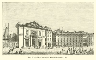 Portalen till Saint-Barthélemy-kyrkan, 1789 av French School