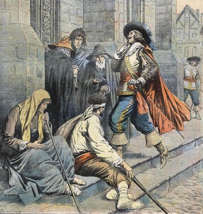 Porthos återvänder till kyrkan Saint Leu ses av D