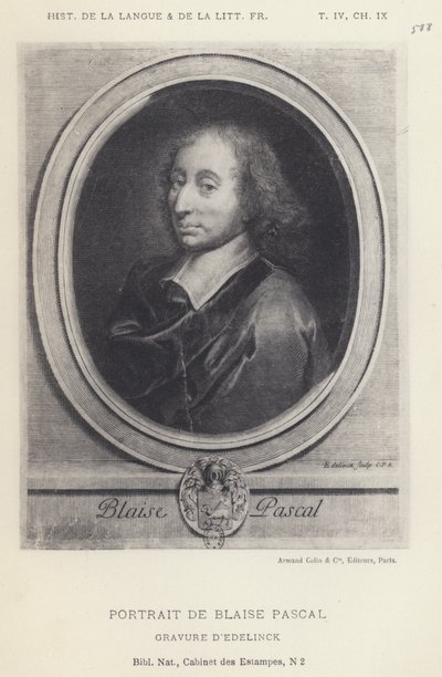 Porträtt av Blaise Pascal (litho) av French School