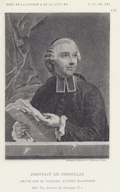 Porträtt av Condillac (litho) av French School