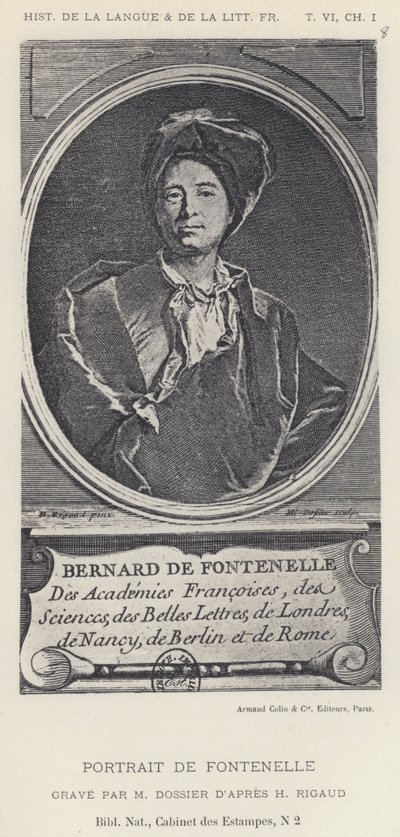 Porträtt av Fontenelle (litho) av French School