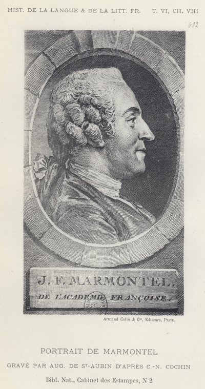 Porträtt av Marmontel (litho) av French School