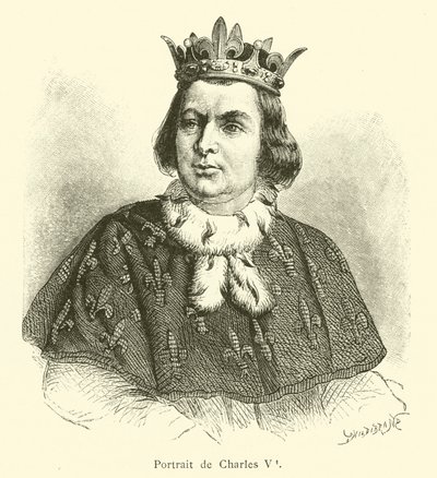Porträtt av Karl V (gravyr) av French School