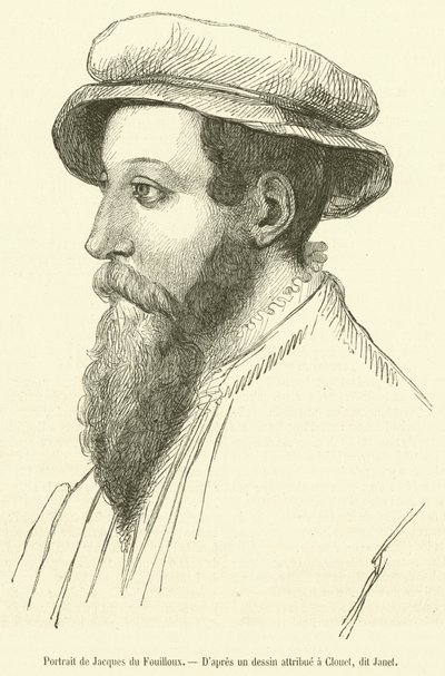 Porträtt av Jacques du Fouilloux (gravyr) av French School