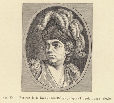 Porträtt av Le Kain, i Merope, efter Huguier, 1700-talet (gravyr) av French School