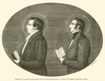 Porträtt av profeten Joseph Smith och hans bror Hyram Smith (gravyr) av French School