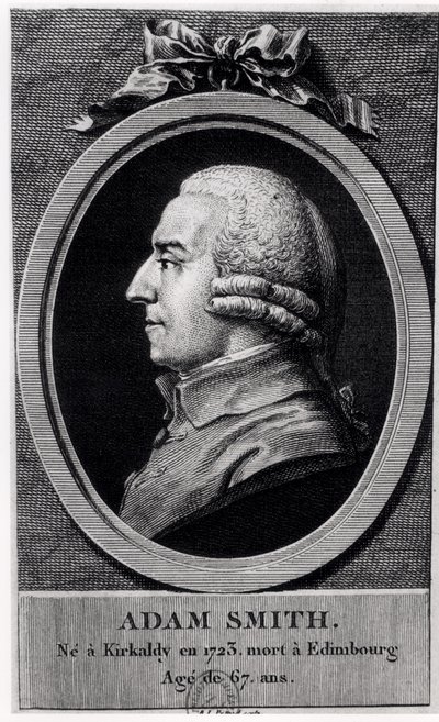 Porträttmedaljong av Adam Smith (1723-90) av French School