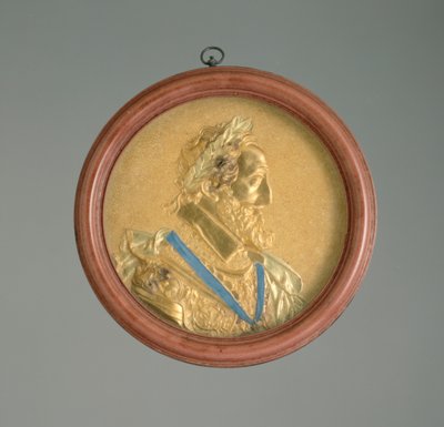 Porträttmedaljong av kung Henrik IV, början av 1600-talet (guld, trä och sköldpadda) av French School