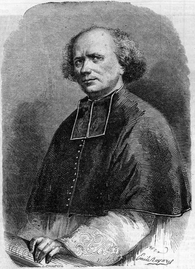 Porträtt av Abbe Gaspard Deguerry (1797-1871), församling av Madeleine i Paris. Gravyr i "" Le Monde Illustré"" nr 207 av 30 mars av French School