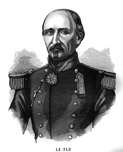 Porträtt av Adolph Le Flo (1804-1887), general för den franska armén och politiker. Gravyr i "illustrationerna av den franska armén från 1789 till 1880"" av French School