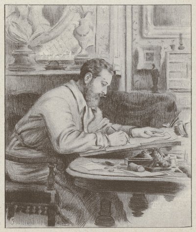 Porträtt av Albert Guillaume, fransk målare och karikatyrtecknare (litho) av French School