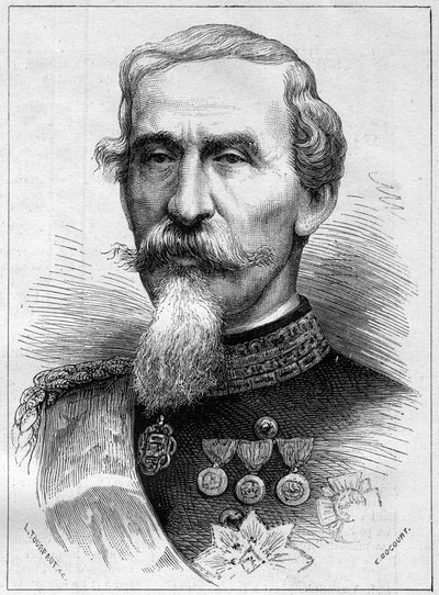 Porträtt av Alfonso Ferrero de La Marmora (1804 - 1878), italiensk general och politiker. Gravyr i "" Den illustrerade världen"" nr 1085 av 19 januari 1878. av French School