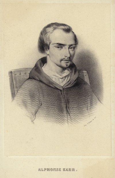 Porträtt av Alphonse Karr av French School