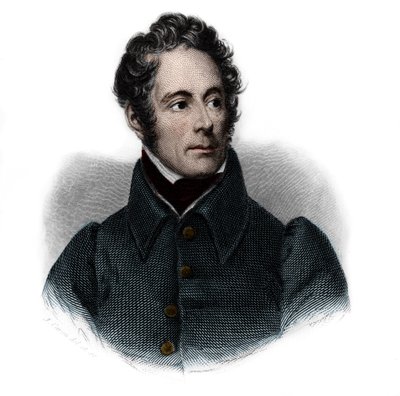 Porträtt av Alphonse de Lamartine (1791-1869), fransk författare, poet och politiker. i "" Book of Speakers" av Louis de Cormenin Timon. 1842. Privat samling. av French School