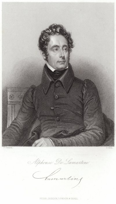 Porträtt av Alphonse de Lamartine av French School