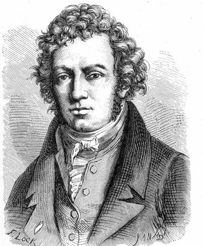 Porträtt av André Marie Ampère (1775 - 1836), fransk fysiker - i "" Album de la Science; berömda vetenskapsmän; Stora upptäckter””” 1896. av French School