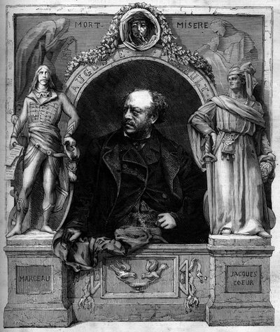 Porträtt av Antoine Augustin Preault (1809-1879), fransk skulptör. Gravyr i "" Den illustrerade världen"" nr 1139 av 25 januari av French School