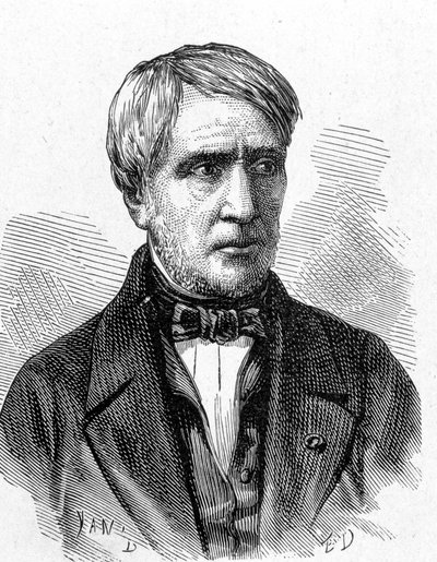 Porträtt av Antoine Cesar Becquerel (1788 - 1878), fransk fysiker - i "" Album de la Science; berömda forskare; Stora upptäckter””” 1896. av French School