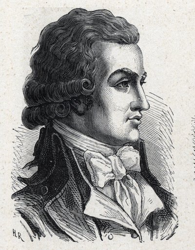Porträtt av Antoine Pierre Joseph Marie Barnave (1761-1793), fransk politiker. Gravyr från 1889. Privat samling. av French School