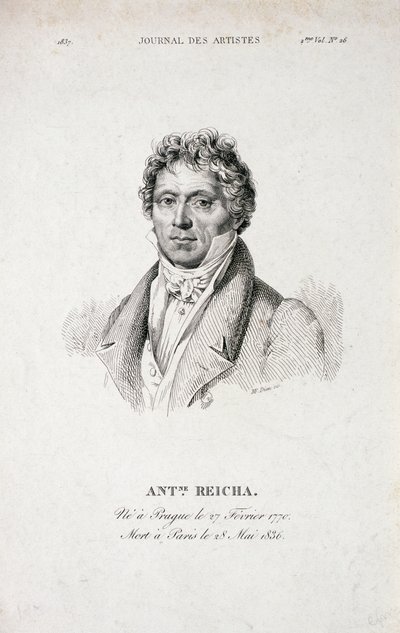 Porträtt av Antoine Reicha (1770-1836) från Journal des Artistes av French School