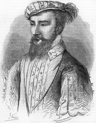 Porträtt av Antoine de Bourbon (1518-1562), kung av Navarra och far till kung Henrik IV. I ""Frankrikes populära historia"", nd. ca 1885. Gravyr. av French School