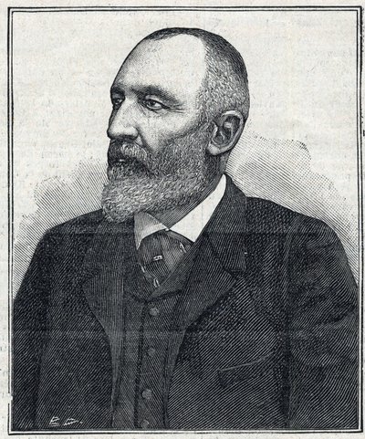 Porträtt av Auguste Scherer-Kestner (Scheurer Kestner) (1833 -1899), kemist, industriman och Alsace-politiker. Gravyr från 1897. Privat samling. av French School