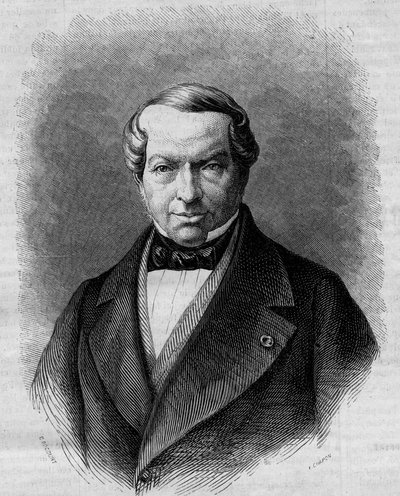 Porträtt av Baron James de Rothschild (1792-1868), tysk bankir. Gravyr i "" Le Monde Illustré"" nr 298 av 27 december 1862. av French School