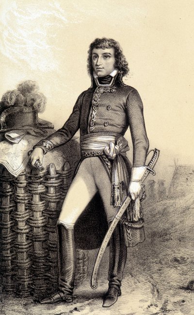Porträtt av Barthélemy Catherine Joubert, general Boer av Sydafrika (1769-1799). I "" Galerie historique de la revolution francaise "" av Albert Morin av French School