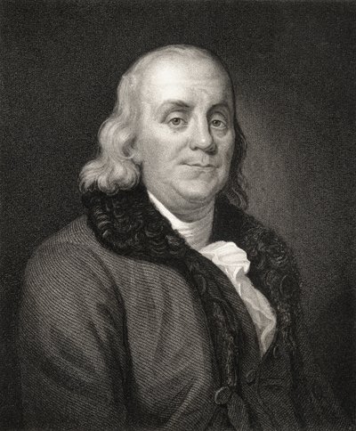 Porträtt av Benjamin Franklin (gravyr) av French School