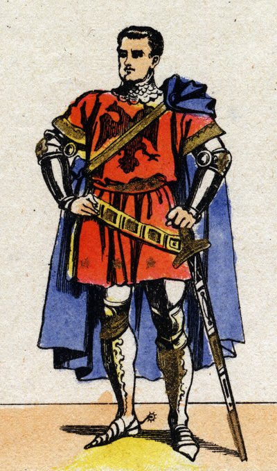 Porträtt av Bertrand du Guesclin (Duguesclin) (v. 1320-1380) ansluten från Frankrike. av French School