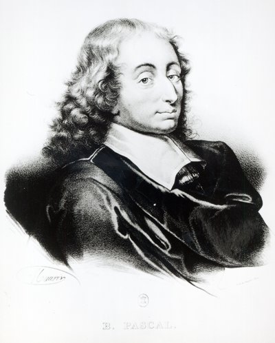 Porträtt av Blaise Pascal (1623-62) graverad av Francois Seraphin Delpech (1778-1825) av French School