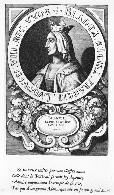 Porträtt av Blanche av Kastilien (1185-1252), 1643 av French School