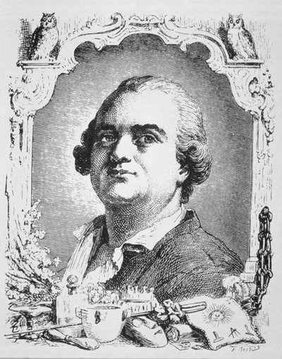 Porträtt av Cagliostro (1743-95) kopia av en illustration från Histoire de la Magie av Paul Christian, använd i en historia om magi, publicerad i slutet av 1800-talet av French School