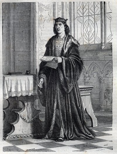 Porträtt av kardinal Pietro Carafa eller Caraffa eller John Peter Caraffa framtida påve Paul IV (Paolo IV 1476-1559) Gravyr i "" Påvarnas historia (...) Drottningens kung och kejsares brott genom århundradena" av Maurice Lachatre av French School