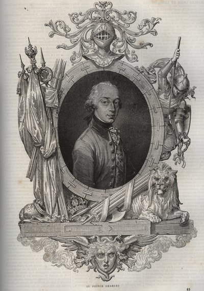 Porträtt av Charles-Louis av Österrike-Teschen (Karl Ludvig av Österrike Teschen) (1771-1847) (ärkehertig Karl von Osterreich) Ärkehertig av Österrike, hertig av Teschen - ärkehertig Karl, hertig av Teschen - från "" New National Encyclopedia "" av Maurice av French School
