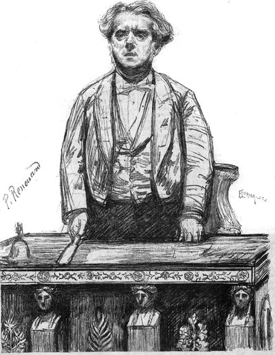 Porträtt av Charles Floquet (1828-1896), fransk advokat och politiker. Gravyr i "La gazette du dimanche"" av 16 januari av French School