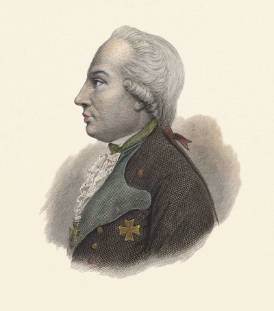Porträtt av Charles Guillaume Ferdinand, hertig av Brunswick (1735-1806), preussisk general. i "Portraits des Hommes Useful" av French School