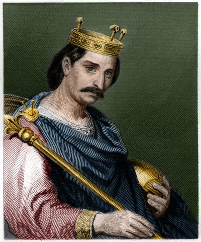 Porträtt av Karl II den skallige (823 - 877), kung av Frankrike - i "Histoire des Francais"" av Lavallee, gravyr, sd. av French School