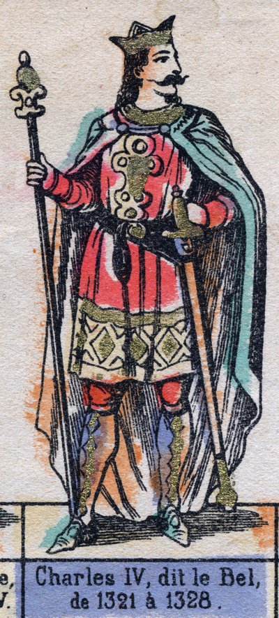 Porträtt av Karl IV av Frankrike, känd som Karl Bel (1294-1328) (kapeternas dynasti). Illustration sent 1800-tal. av French School