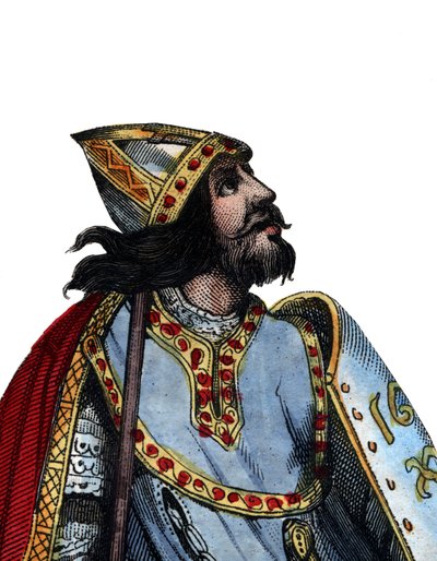 Porträtt av Charles Martel (688-741), frankisk militär och politisk ledare. av French School