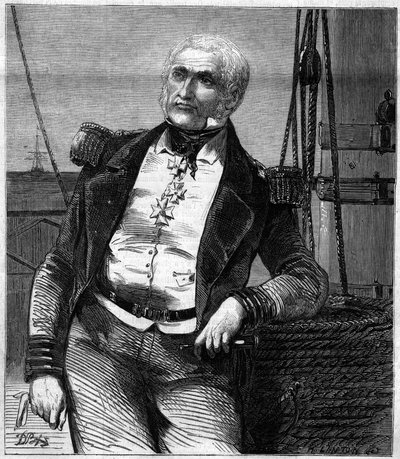 Porträtt av Charles Napier (1786-1860), skotsk amiral och politiker. Gravyr i "" Le Monde Illustré"" nr 188 av 17 november 1860. av French School