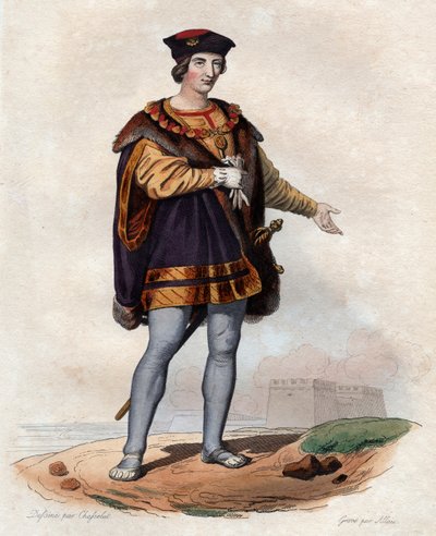 Porträtt av Karl VIII av Frankrike (1470-1498), kung av Frankrike. av French School
